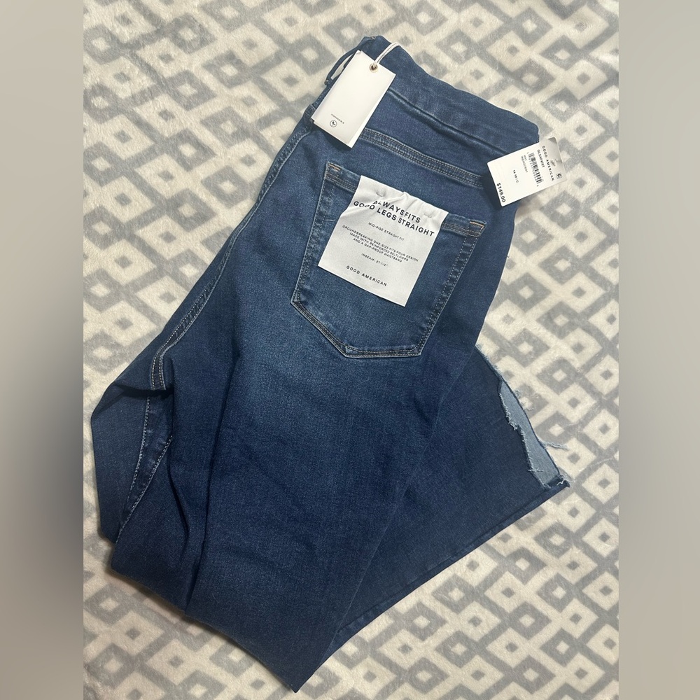 Good American-Dark Blue Distressed Jeans